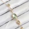 Pirinç Zincir Yeşil Gold Renk Zirkon Taşlı Y Kolye