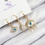 Pirinç Zirkon Taşlı 3'lü Fatma'nın Gözü Model Gold Renk Kadın Küpe