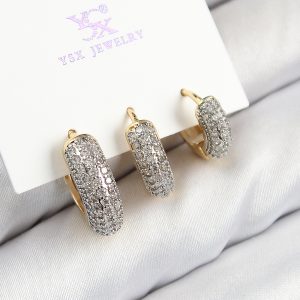 Pirinç Zirkon Taşlı 3'lü Halka Model Gold Ve Gümüş Renk Kadın Küpe