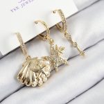 Pirinç Zirkon Taşlı 3'lü İstiridye Ve Yıldız Model Gold Renk Kadın Küpe