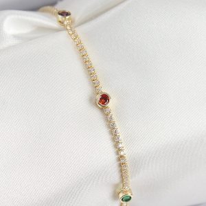 Pirinç Zirkon Taşlı Asorti Model Gold Renk Kadın Bilekilk