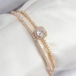 Pirinç Zirkon Taşlı Baget Model Gold Renk Kadın Bileklik