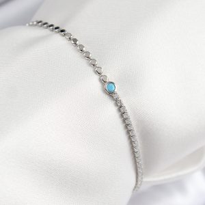 Pirinç Zirkon Taşlı Boncuk Model Ezme Zincir Gümüş Renk Kadın Bileklik