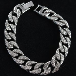 Pirinç Zirkon Taşlı Cuba Gurmet Model Gümüş Renk Erkek Bileklik