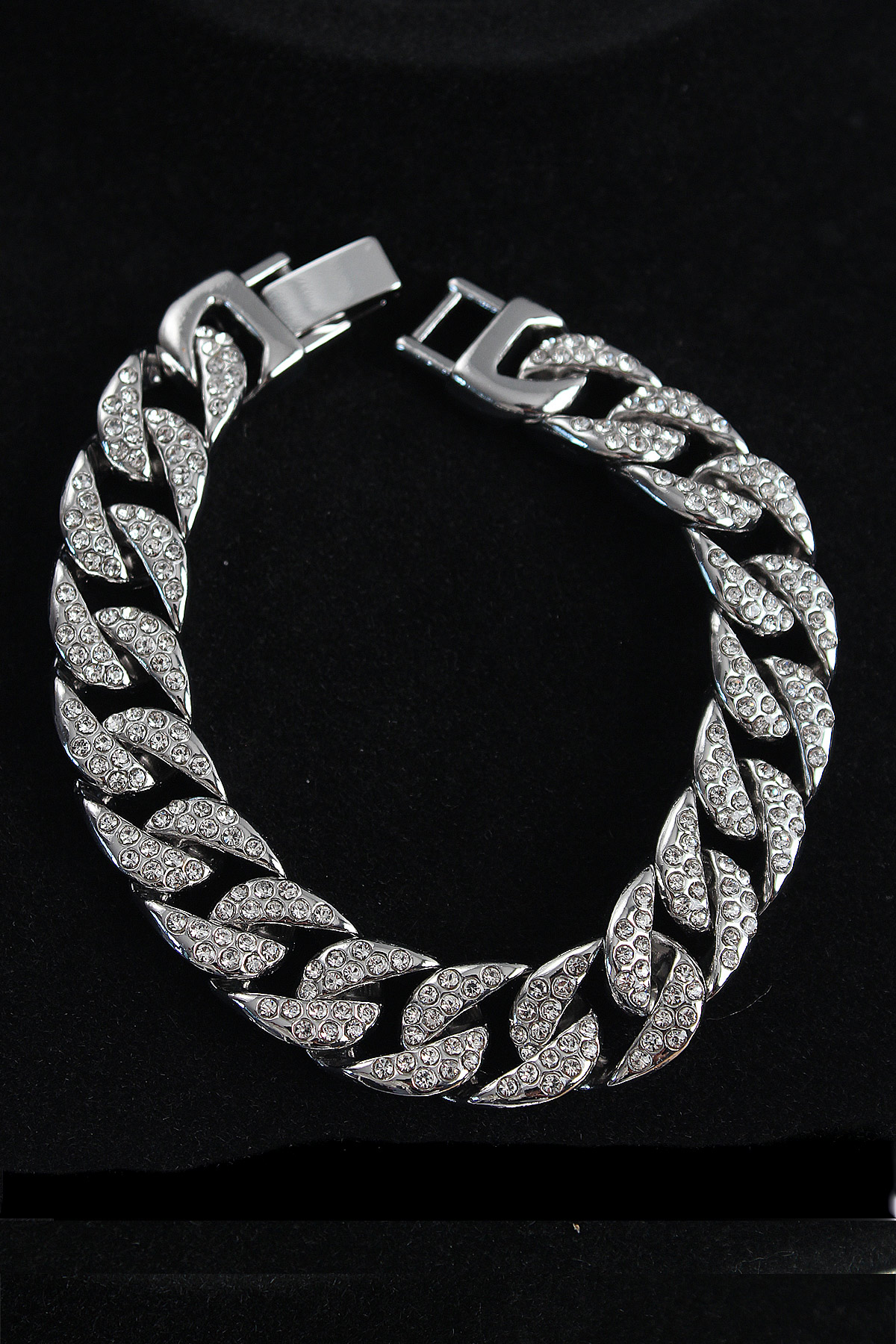 Pirinç Zirkon Taşlı Cuba Gurmet Model Gümüş Renk Erkek Bileklik