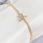 Pirinç Zirkon Taşlı Deniz Yıldızı Model Gold Renk Kadın Bileklik