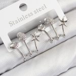 Pirinç Zirkon Taşlı Deniz Yıldızı ve İstiridye Model Gümüş Renk Kadın Küpe