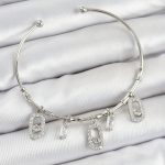 Pirinç Zirkon Taşlı Dikdörtgen Model Gümüş Renk Charm Bileklik
