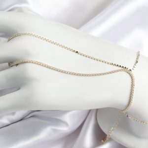 Pirinç Zirkon Taşlı Ezme Zincir Model Gold Renk Kadın Şahmeran