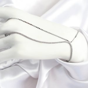 Pirinç Zirkon Taşlı Ezme Zincir Model Gümüş Renk Kadın Şahmeran