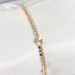 Pirinç Zirkon Taşlı Ezme Zincirli Kalp Model Gold Renk Kadın Bilekilk