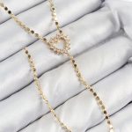 Pirinç Zirkon Taşlı Ezme Zincirli Kalp Model Gold Renk Y Kolye