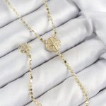 Pirinç Zirkon Taşlı Ezme Zincirli Madalyon Model Gold Renk Y Kolye