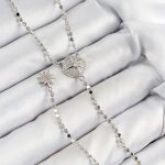 Pirinç Zirkon Taşlı Ezme Zincirli Madalyon Model Gümüş Renk Y Kolye