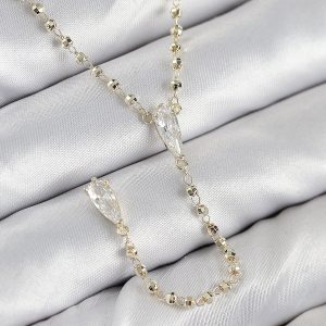 Pirinç Zirkon Taşlı Gold Renk Kadın Y Kolye