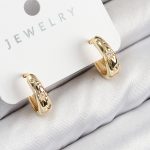 Pirinç Zirkon Taşlı Halka Model Gold Renk Kadın Küpe