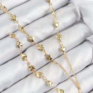 Pirinç Zirkon Taşlı Kalp Model Gold Renk Y Kolye