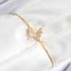 Pirinç Zirkon Taşlı Kelebek Model Gold Renk Asansörlü Kadın Bileklik