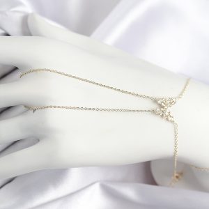 Pirinç Zirkon Taşlı Kelebek Model Gold Renk Şahmeran