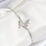 Pirinç Zirkon Taşlı Kelebek Model Gümüş Renk Asansörlü Kadın Bileklik