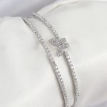 Pirinç Zirkon Taşlı Kelebek Model Gümüş Renk Kadın Bileklik