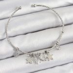Pirinç Zirkon Taşlı Kelebek Ve Yıldız Model Gümüş Renk Charm Bileklik