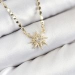 Pirinç Zirkon Taşlı Kutup Yıldızı Model Ezme Zincir Gold Renk Kadın Kolye