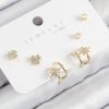 Pirinç Zirkon Taşlı Kutup Yıldızı Model Gold Renk 925 Ayar Gümüş Çivi Kadın Küpe Set
