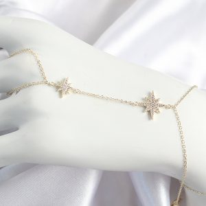 Pirinç Zirkon Taşlı Kutup Yıldızı Model Gold Renk Kadın Şahmeran