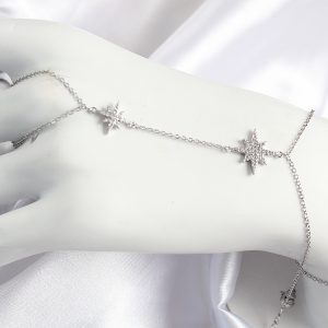 Pirinç Zirkon Taşlı Kutup Yıldızı Model Gümüş Renk Kadın Şahmeran