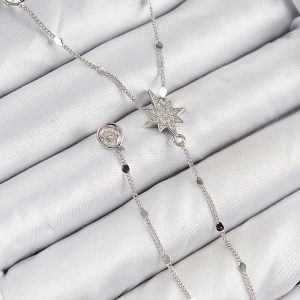 Pirinç Zirkon Taşlı Kutup Yıldızı Model Gümüş Renk Y Kolye