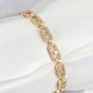 Pirinç Zirkon Taşlı Messika Model Gold Renk VIP Seri Kadın Bileklik