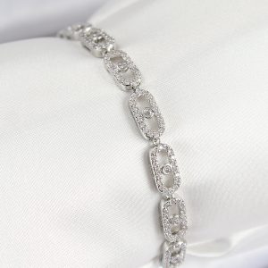 Pirinç Zirkon Taşlı Messika Model Gümüş Renk VIP Seri Kadın Bileklik