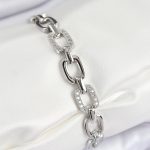 Pirinç Zirkon Taşlı Parçalı Zincir Model Gümüş Renk Kadın Bileklik