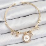 Pirinç Zirkon Taşlı Pusula Model Gold Renk Charm Bileklik