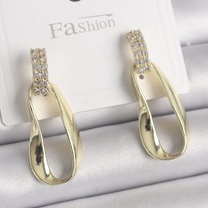 Pirinç Zirkon Taşlı Sallantı Kadın Küpe