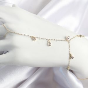 Pirinç Zirkon Taşlı Sallantılı Damla Model Gold Renk Kadın Şahmeran