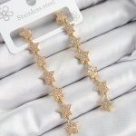 Pirinç Zirkon Taşlı Sallantılı Yıldız Model Gold Renk Kadın Küpe