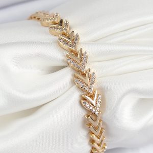 Pirinç Zirkon Taşlı Sıralı Ok Model Gold Renk Kadın Bileklik