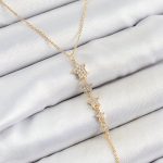 Pirinç Zirkon Taşlı Sıralı Yıldız Figürlü Y Model Gold Renk Kadın Kolye