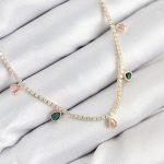 Pirinç Zirkon Taşlı Su Yolu Damla Model Gold Renk Kadın Kolye