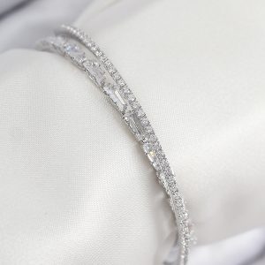 Pirinç Zirkon Taşlı Su Yolu Model Gümüş Renk Kadın Bileklik