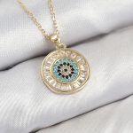 Pirinç Zirkon Taşlı Su Yolu Nazar Model Gold Renk Kadın Kolye