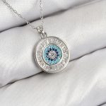 Pirinç Zirkon Taşlı Su Yolu Nazar Model Gümüş Renk Kadın Kolye