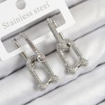 Pirinç Zirkon Taşlı Tifany Model Gümüş Renk Kadın Küpe