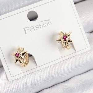 Pirinç Zirkon Taşlı Yıldız Model Gold Renk Çocuk Küpe