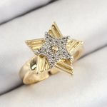 Pirinç Zirkon Taşlı Yıldız Model Gold Ve Gümüş Renk Kadın Yüzük