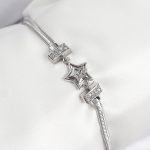 Pirinç Zirkon Taşlı Yıldız Model Gümüş Renk Kadın Bileklik