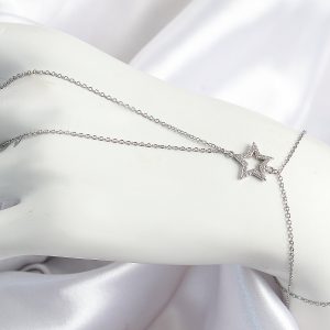 Pirinç Zirkon Taşlı Yıldız Model Gümüş Renk Kadın Şahmeran