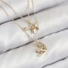 Pirinç Zirkon Taşlı Yıldız Ve Ay Model Gold Renk Kadın Kolye